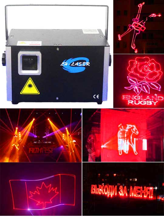 Лазерный проектор для рекламы красный 1500mW LASER HIGHT 3D SD