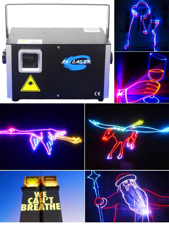Лазерный проектор для наружной рекламы 1200МВТ 3D SD RGB