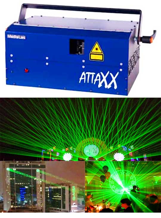 Зенитный прожектор лазерный MEDIALAS AttaXX VX 3000, Луч в небо со здания