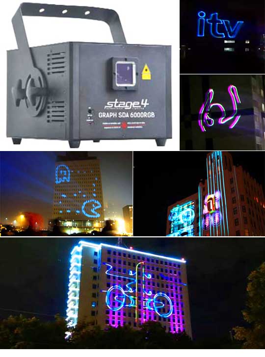 Всепогодный лазерный проектор для рекламы STAGE4 GRAPH SDA 6000RGB