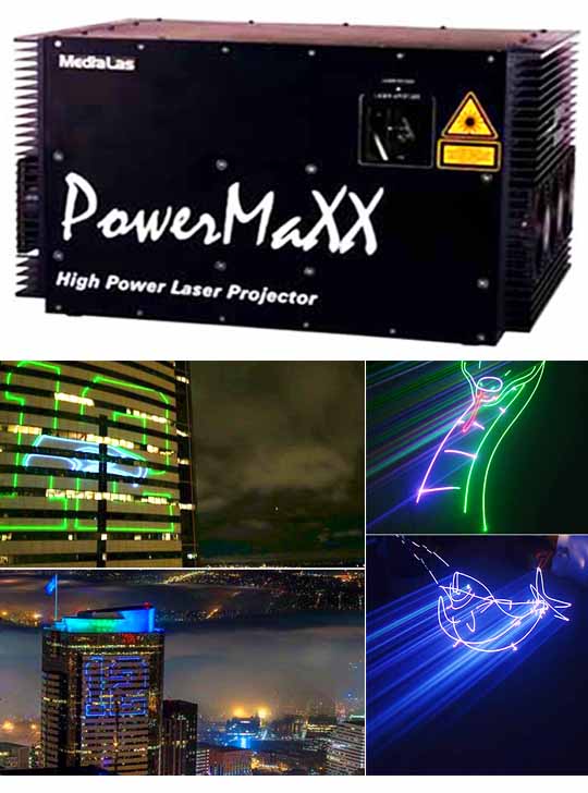Лазерный проектор для рекламы на облаках MEDIALAS PowerMaXX 16 RGB