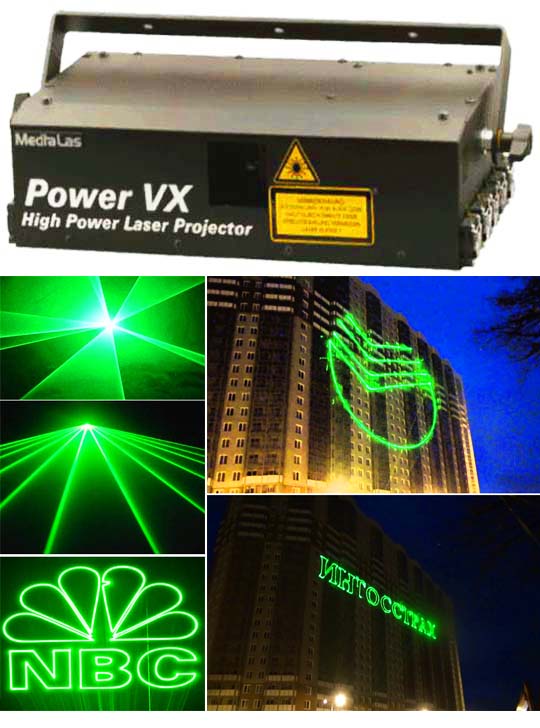 Зенитный прожектор лазерный MEDIALAS Power VX 1500, Луч в небо со здания