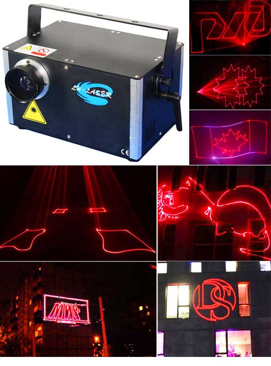 Лазерный проектор для рекламы красный 2000mW LASER HIGHT 3D SD