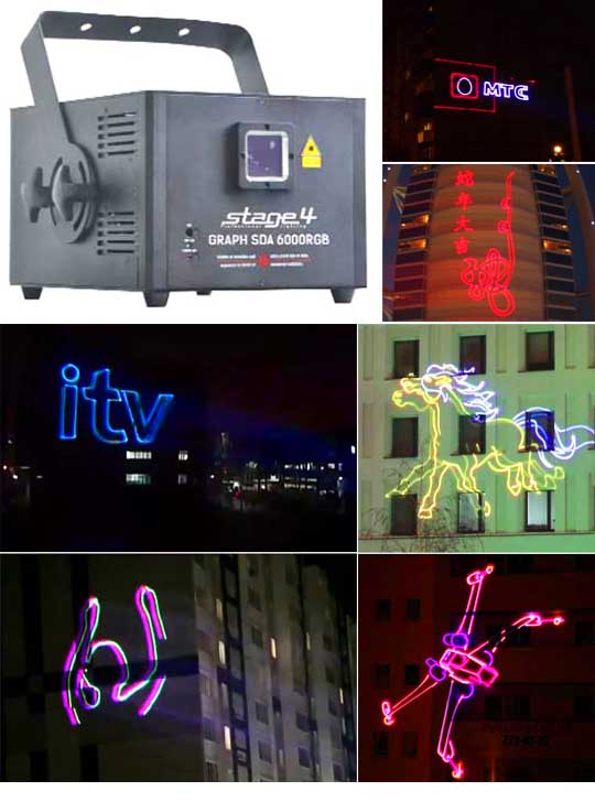 Лазерный проектор для рекламы на зданиях STAGE4 GRAPH SDA 6000RGB