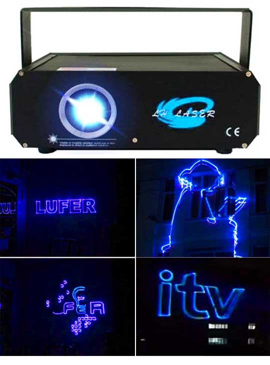Лазерный проектор для рекламы синий 300mW LASER HIGHT Blue 3D SD