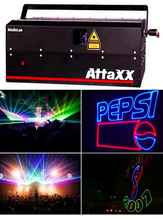 Зенитный прожектор лазерный MEDIALAS AttaXX Purewhite 3000, Луч в небо со здания