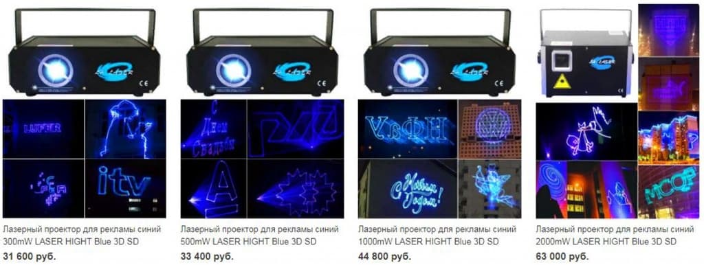 Лазерная реклама, Лазерный проектор для рекламы